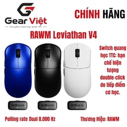 (GEAR VIỆT) Chuột không dây Gaming RAWM Leviathan V4 Wireless Esports Mouse 2.4G/Wired Connection 55g PAW3950 45K 150H 1