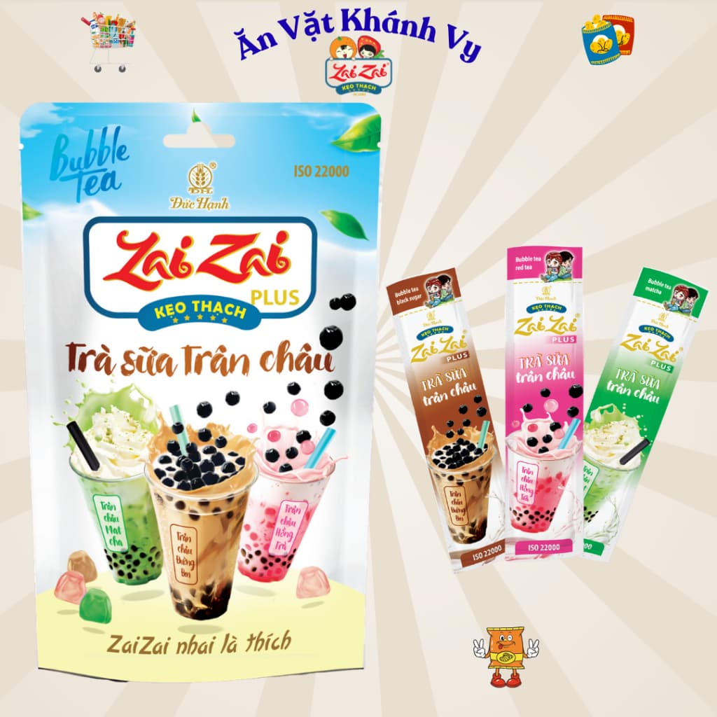 Kẹo thạch Zai Zai plus Vị Trà sữa trân châu 320g - 650g - 700g- HÀNG CHÍNH HÃNG