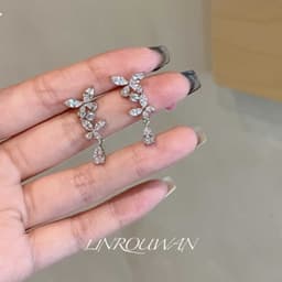 B40 Bông Tai Nơ Đính Đá zircon butterfly Cho Nữ thanh lịch 1