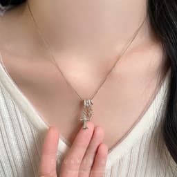 B40 Dây chuyền thánh giá đôi đính đá zircon mới 2027 cho nữ 2