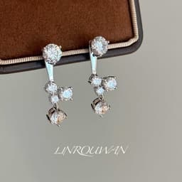 B25 Khuyên tai đá zircon to dáng thả mới 2027 3