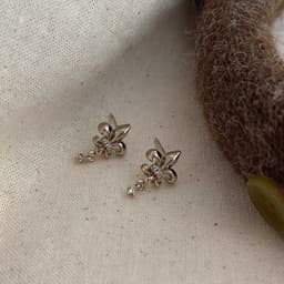 B30 Đôi Bông Tai Fleur-de-lis hoa huệ tây Đính Đá phong cách cổ điển châu Âu 4