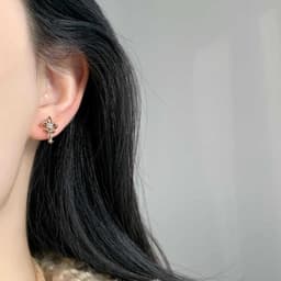 B30 Đôi Bông Tai Fleur-de-lis hoa huệ tây Đính Đá phong cách cổ điển châu Âu 5