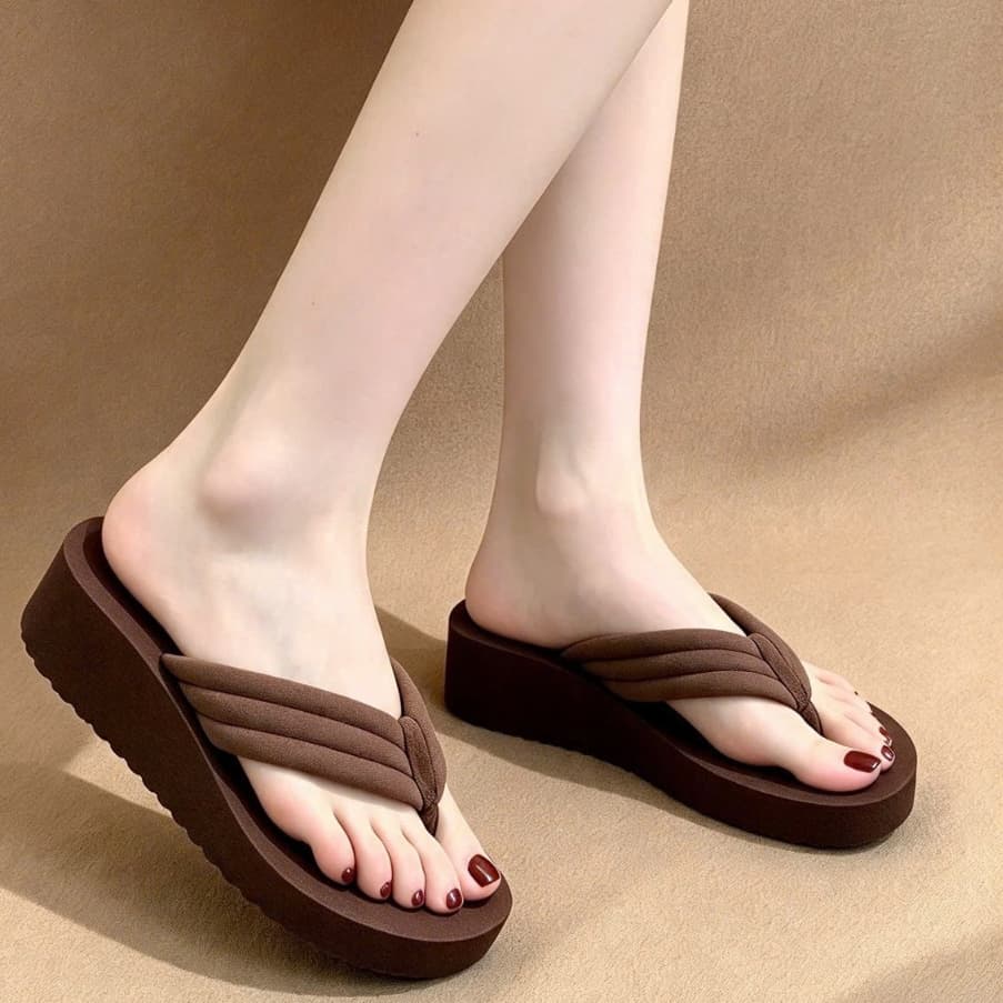 Dép Xỏ Ngón Nữ Đế Xuồng Cao 3F 5F 7F 10F Quai Mềm Đi Êm Chân