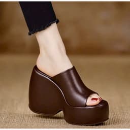 Dép Nữ Đế Xuồng Cao Hở Mũi Da Mềm Phong Cách Quý Phái gx 4