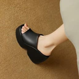 Dép Nữ Đế Xuồng Cao Hở Mũi Da Mềm Phong Cách Quý Phái gx 8