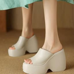 Dép Nữ Đế Xuồng Cao Hở Mũi Da Mềm Phong Cách Quý Phái gx 6
