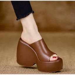 Dép Nữ Đế Xuồng Cao Hở Mũi Da Mềm Phong Cách Quý Phái gx 3