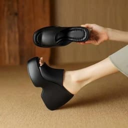 Dép Nữ Đế Xuồng Cao Hở Mũi Da Mềm Phong Cách Quý Phái gx 1