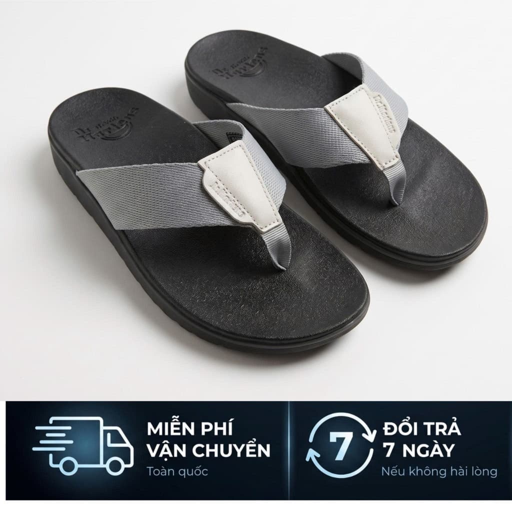 dép kẹp nam Dr M.a.n.a  quai dù chắc chắn thiết kế trẻ trung đế cao 3cm thích hợp đi chơi, du lịch,1
