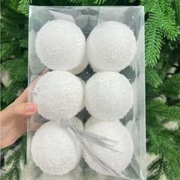 Set bộ châu trắng tuyết Size 4-6-8cm đồ trang trí cây thông sang trọng 5