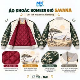 Áo Khoác Gió Bomber Bé Trai Savana MK Kids Họa Tiết Cá Tính Chống Gió Giữ Ấm Nhẹ Phong Cách Năng Động 2-10 Tuổi 5