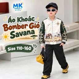 Áo Khoác Gió Bomber Bé Trai Savana MK Kids Họa Tiết Cá Tính Giữ Ấm - Nhẹ Phong Cách Năng Động Đi Chơi 2-10 Tuổi 2