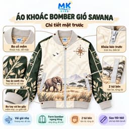 Áo Khoác Gió Bomber Bé Trai Savana MK Kids Họa Tiết Cá Tính Chống Gió Giữ Ấm Nhẹ Phong Cách Năng Động 2-10 Tuổi 4