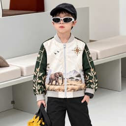 Áo Khoác Gió Bomber Bé Trai Savana MK Kids Họa Tiết Cá Tính Chống Gió Giữ Ấm Nhẹ Phong Cách Năng Động 2-10 Tuổi 2