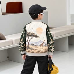 Áo Khoác Gió Bomber Bé Trai Savana MK Kids Họa Tiết Cá Tính Chống Gió Giữ Ấm Nhẹ Phong Cách Năng Động 2-10 Tuổi 8