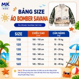 Áo Khoác Gió Bomber Bé Trai Savana MK Kids Họa Tiết Cá Tính Chống Gió Giữ Ấm Nhẹ Phong Cách Năng Động 2-10 Tuổi 9