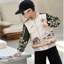 Áo Khoác Gió Bomber Bé Trai Savana MK Kids Họa Tiết Cá Tính Chống Gió Giữ Ấm Nhẹ Phong Cách Năng Động 2-10 Tuổi 3