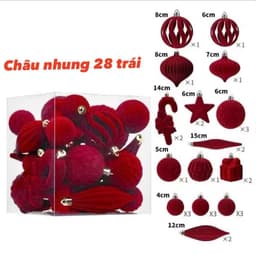 Set hộp châu lung linh đồ trang trí nhiều kiểu dáng khác nhau tạo cây thông rực rỡ 8