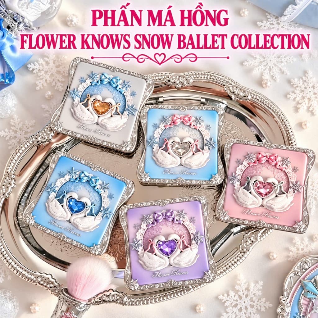 Phấn má hồng FLOWER KNOWS (Hoa Biết) dòng Vũ Điệu Bông Tuyết Snow Ballet 5g