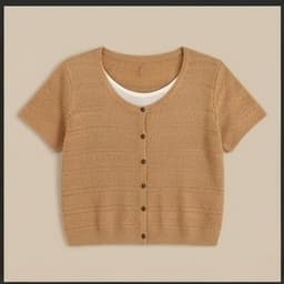 Áo Len Sợi Phối Yếm Giả 2 Lớp Nữ Cộc Tay - Áo Dệt Kim Mỏng Cổ U Cài Cúc Phong Cách Nàng Thơ 9 Màu (50-60kg) 3