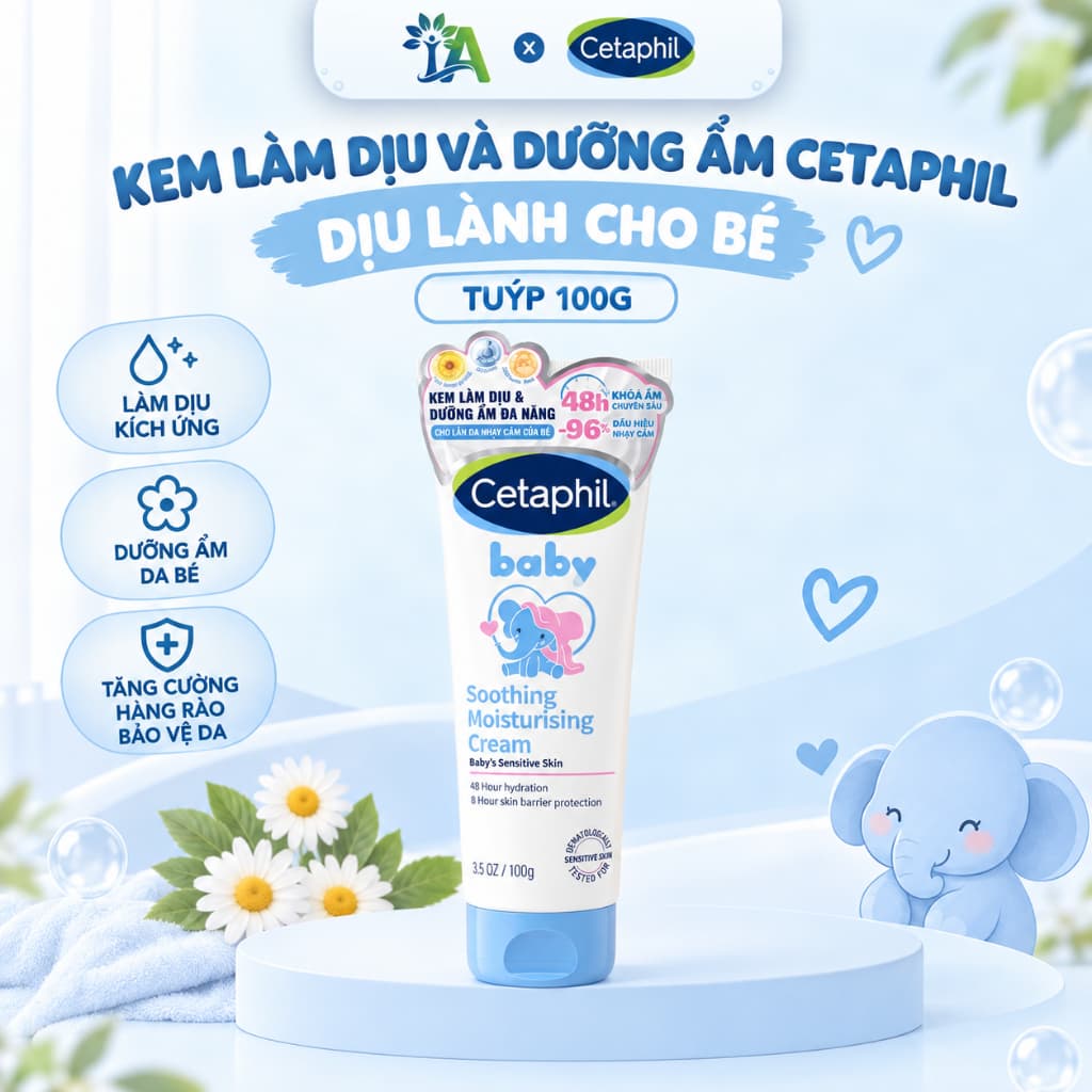 Kem Làm Dịu Và Dưỡng Ẩm Cetaphil Dịu Lành Cho Bé Tuýp 100g