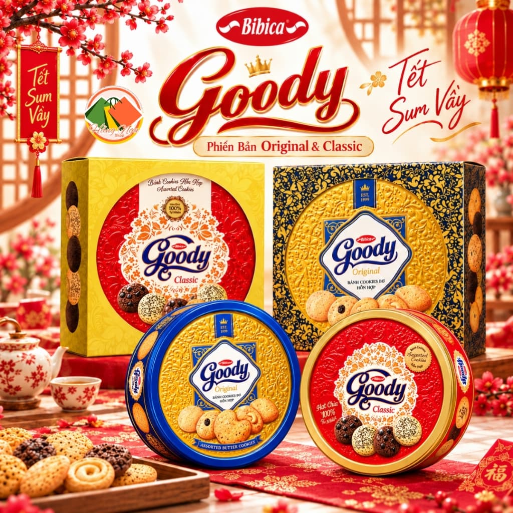 Bibica Goody Classic & Original | Bánh Quy Bơ Hỗn Hợp 147g, 200g, 420g, 454g | Bản Hộp Thiếc Cao