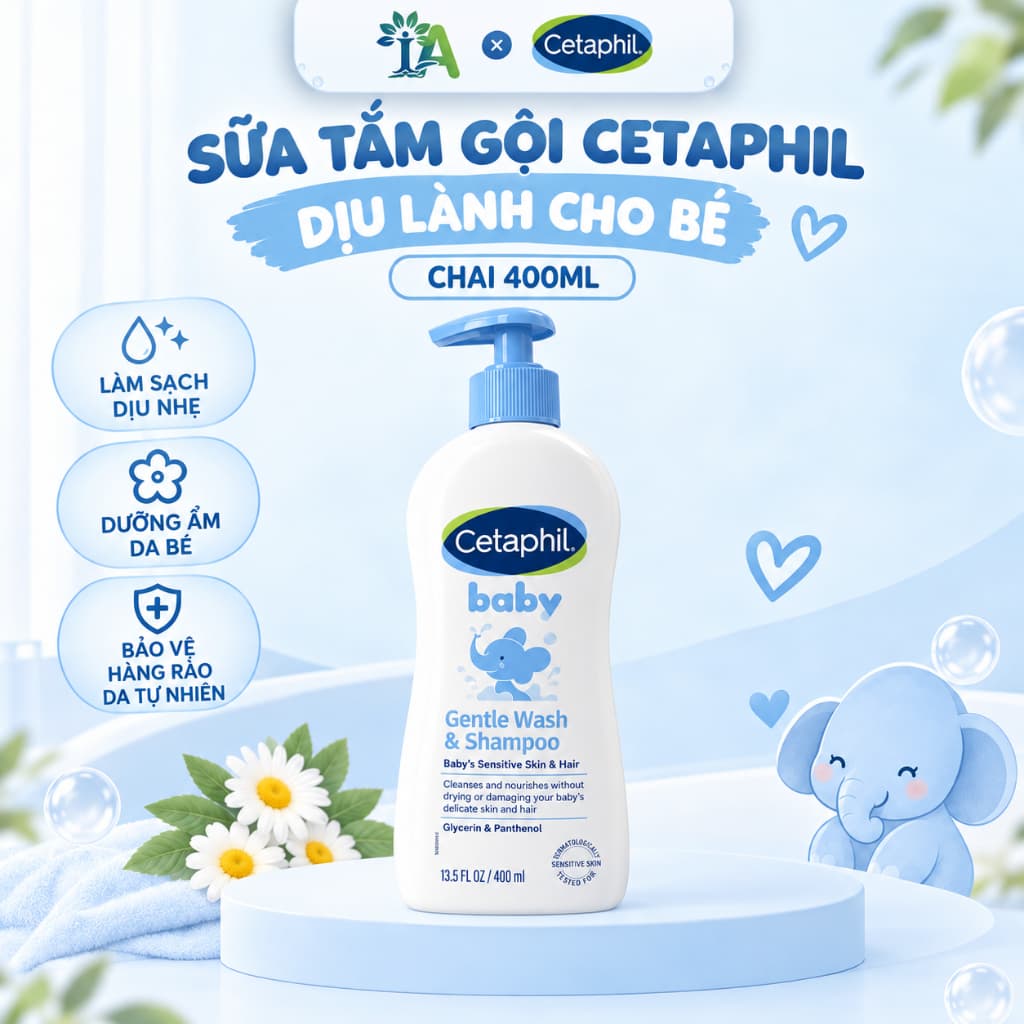 Sữa Tắm Gội Cetaphil Dịu lành Cho Bé Chai 400ml