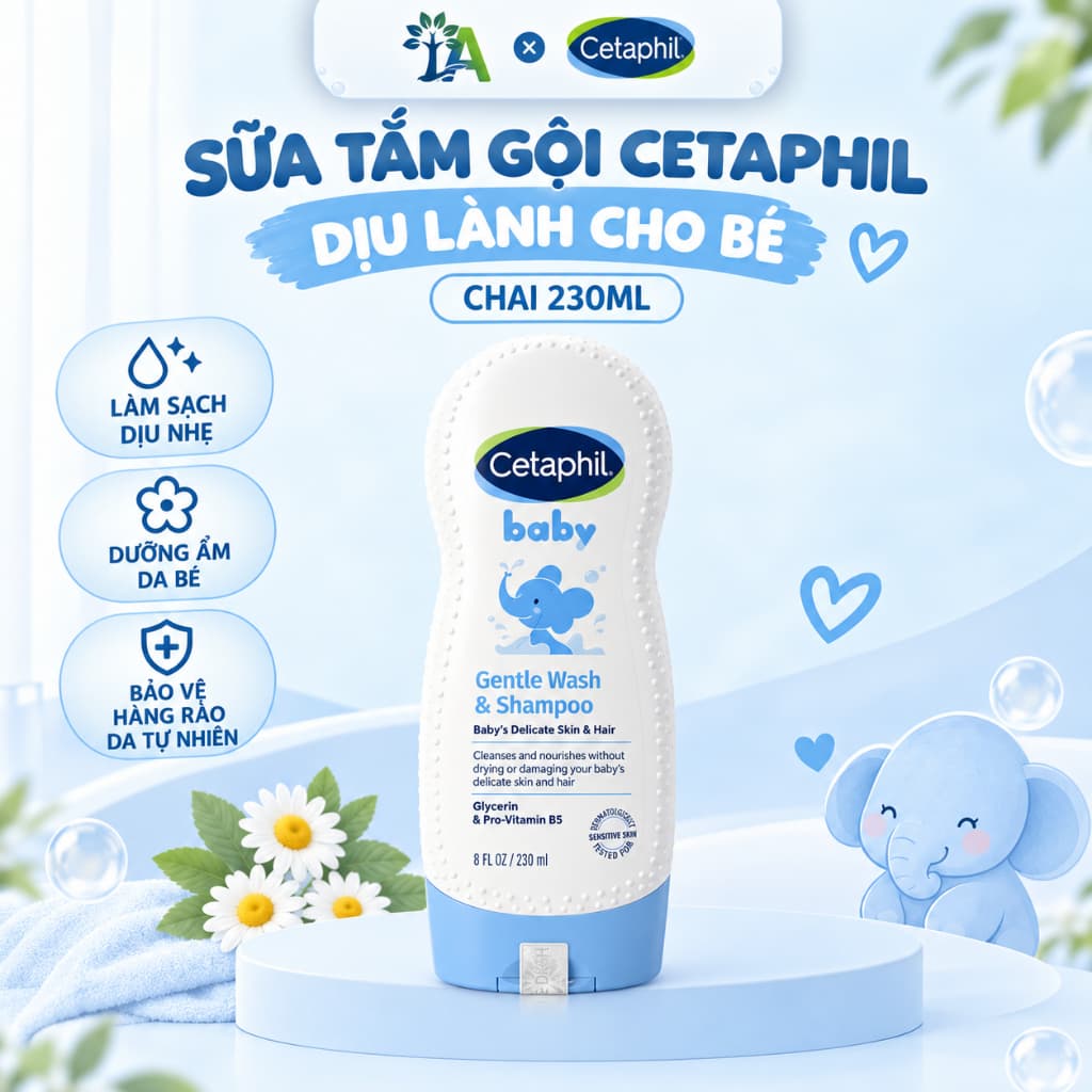 Sữa Tắm Gội Cetaphil Dịu Lành Cho Bé Chai 230ml