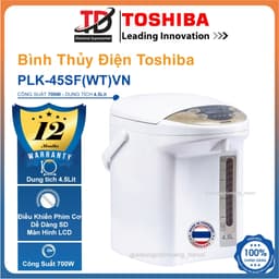 Bình Thủy Điện Toshiba PLK-45SF(WT)VN, 4.5Lit - 700W, Bơm Nước Điện Tử, 3 Mức Giữ Nóng, Hẹn Giờ, Hàng Chính Hãng 1