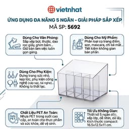 Khay Đựng Đồ Đa Năng 5 Ngăn Việt Nhật 5692 Đựng Mỹ Phẩm, Văn Phòng Phẩm, Đồ Gia Dụng - TADAHOME 3