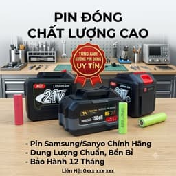 PIN ĐÓNG Tùng Anh 10-15-20 cell Sanyo Japan, Sunpower chính hãng, dung lượng lớn, chân phin phổ thông 1