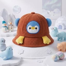 Mũ Vành Tròn Cho Bé Hình Chim Cánh Cụt Đáng Yêu - Nón Bucket Kèm Dây Chống Rơi 6