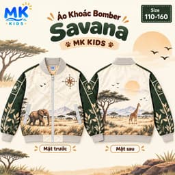 Áo Khoác Gió Bomber Bé Trai Savana MK Kids Họa Tiết Cá Tính Giữ Ấm - Nhẹ Phong Cách Năng Động Đi Chơi 2-10 Tuổi 1