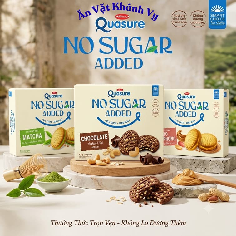 Bánh Quy Không Đường Quasure No Suagar Added Đủ Vị Hộp Lớn 218,5g - 237,5g - HÀNG CHÍNH HÃNG