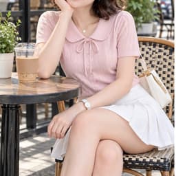 Áo Len Mongtoghi Nữ Cộc Tay Cổ Sen Thắt Nơ - Áo Dệt Kim Mỏng Cài Cúc Họa Tiết Lỗ Thoáng Khí Dáng Trẻ 8 Màu (50-60kg) 2