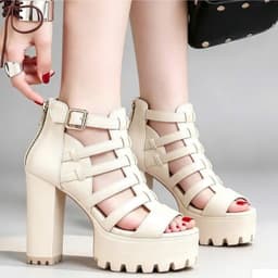 Sandal Nữ Dây Đan 2 Khóa Đế Vuông Cao 9 Phân Phong Cách Quý Phái 7