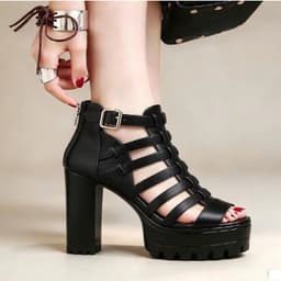 Sandal Nữ Dây Đan 2 Khóa Đế Vuông Cao 9 Phân Phong Cách Quý Phái 3