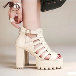 Sandal Nữ Dây Đan 2 Khóa Đế Vuông Cao 9 Phân Phong Cách Quý Phái 5