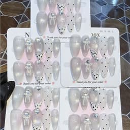[ B ] Mã 183 Bộ Nail Box Thiết Kế 10 Móng Size M Mắt Mèo Chấm Bi Nơ Tặng Kèm Phụ Kiện Mã - 183 2
