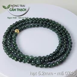 [Nông Trại Cẩm Thạch] Chuỗi Quấn Tay Ngọc Cẩm Thạch Lam Ngọc Tự Nhiên Type A kèm kiểm định, hạt 5.2mm mã 0745hạt 1