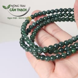 [Nông Trại Cẩm Thạch] Chuỗi Quấn Tay Ngọc Cẩm Thạch Lam Ngọc Tự Nhiên Type A kèm kiểm định, hạt 5.2mm mã 0745hạt 4