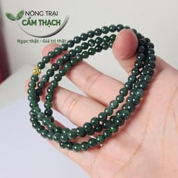[Nông Trại Cẩm Thạch] Chuỗi Quấn Tay Ngọc Cẩm Thạch Lam Ngọc Tự Nhiên Type A kèm kiểm định, hạt 5.2mm mã 0745hạt 3