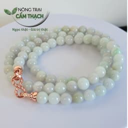 [Nông Trại Cẩm Thạch] Chuỗi Quấn Tay Ngọc Cẩm Thạch Màu Trắng Phớt Xanh Tím Tự Nhiên Type A kèm kiểm định, 7.5mm 3050 1