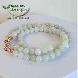 [Nông Trại Cẩm Thạch] Chuỗi Quấn Tay Ngọc Cẩm Thạch Màu Trắng Phớt Xanh Tím Tự Nhiên Type A kèm kiểm định, 7.5mm 3050 7