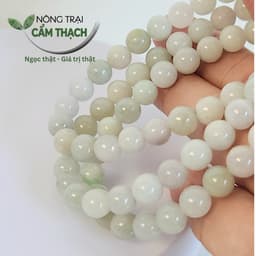 [Nông Trại Cẩm Thạch] Chuỗi Quấn Tay Ngọc Cẩm Thạch Màu Trắng Phớt Xanh Tím Tự Nhiên Type A kèm kiểm định, 7.5mm 3050 3