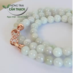 [Nông Trại Cẩm Thạch] Chuỗi Quấn Tay Ngọc Cẩm Thạch Màu Trắng Phớt Xanh Tím Tự Nhiên Type A kèm kiểm định, 7.5mm 3050 5