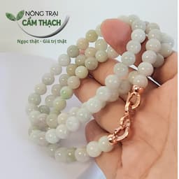 [Nông Trại Cẩm Thạch] Chuỗi Quấn Tay Ngọc Cẩm Thạch Màu Trắng Phớt Xanh Tím Tự Nhiên Type A kèm kiểm định, 7.5mm 3050 4