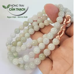 [Nông Trại Cẩm Thạch] Chuỗi Quấn Tay Ngọc Cẩm Thạch Màu Trắng Phớt Xanh Tím Tự Nhiên Type A kèm kiểm định, 7.5mm 3050 2