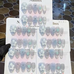 [ B ] Mã 185 Bộ Nail Box Thiết Kế 10 Móng Size M Mắt Mèo Sao Hoa Nổi Tặng Kèm Phụ Kiện Mã - 185 2